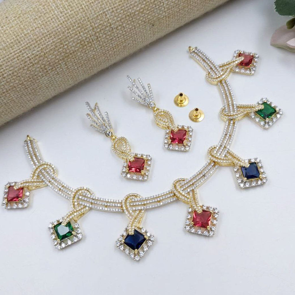 Aamrapli Designer Crystal And Austrian Stone Luxury Statement Necklace Set