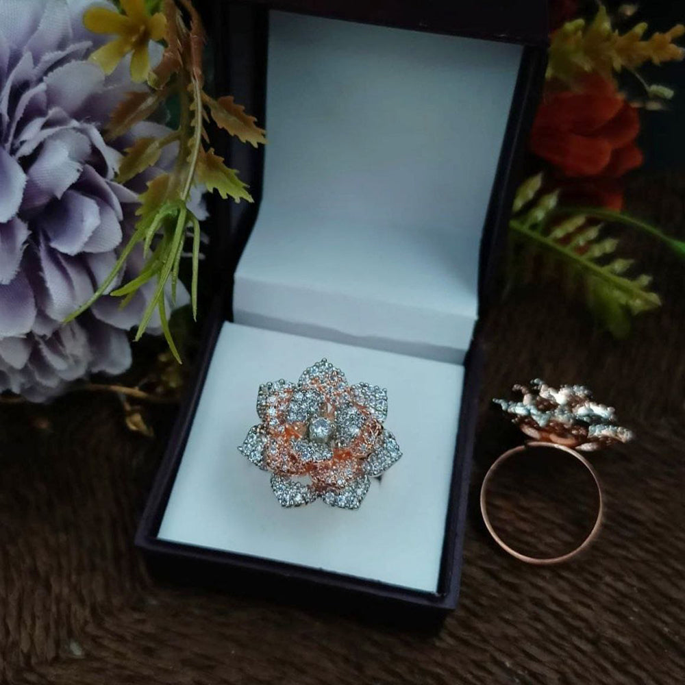 Aamrapali Glamorous Austrian Stone Flower Blossom Style Finger Ring