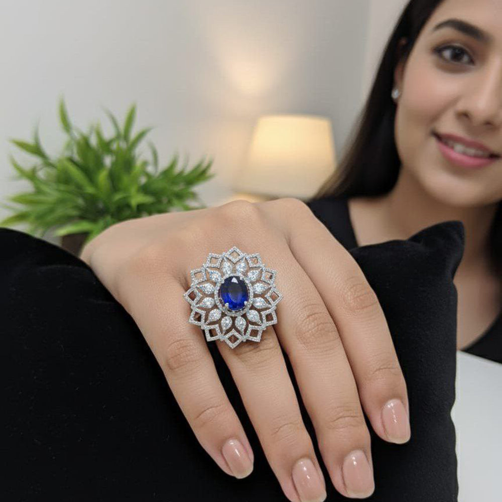 Aamrapali Radiant American Diamond Solitaire Inspired Ring