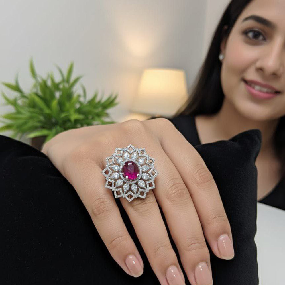 Aamrapali Radiant American Diamond Solitaire Inspired Ring
