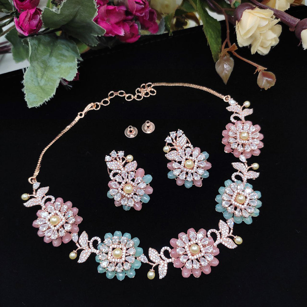 Aamrapali American Dimond And Pearl Necklace Set