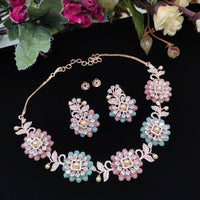 Aamrapali American Dimond And Pearl Necklace Set