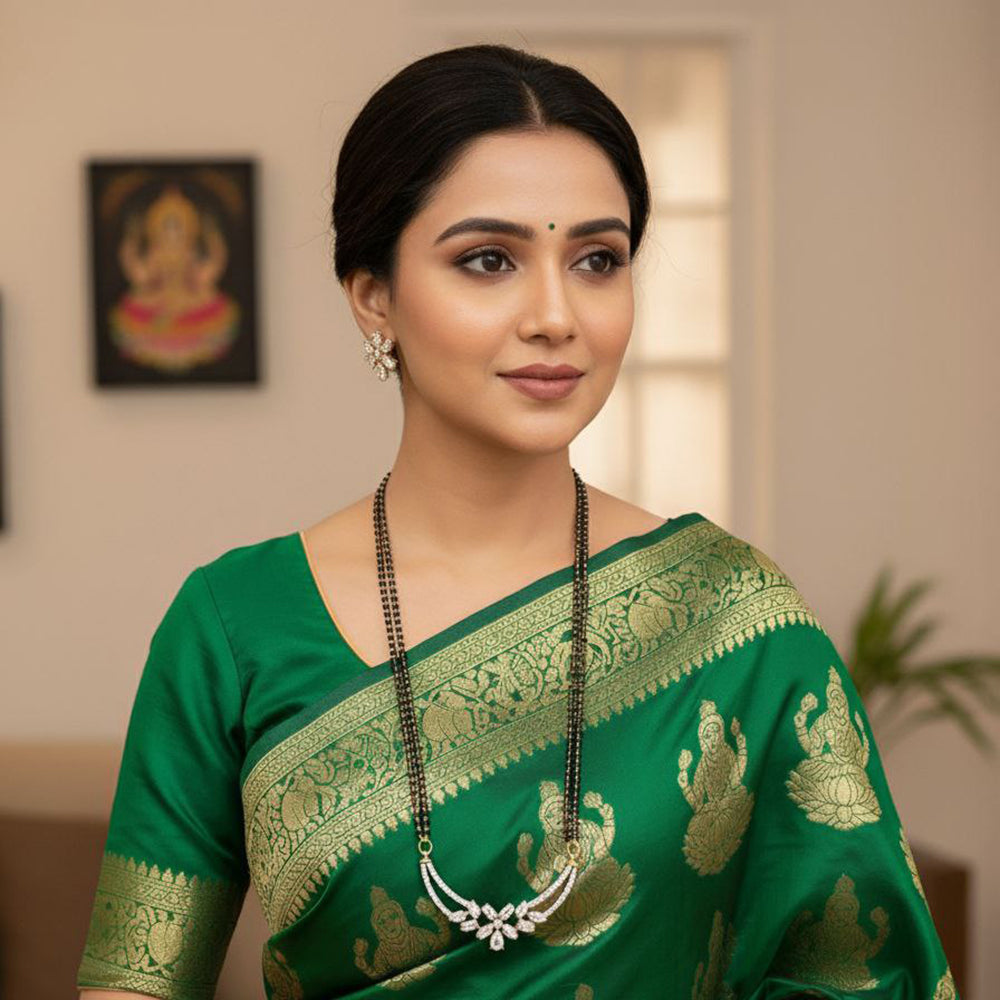 Aamrapali Designer Austrian Stone Black Beaded Mangalsutra