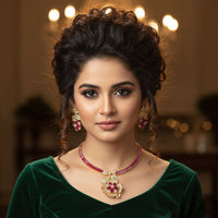 Aamrapali Beautiful Floral American Diamond Necklace Set