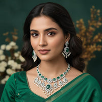 Aamrapali Elegant Pota Stone And Pearl Necklace Set