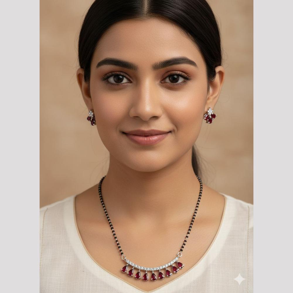 Aamrapali Designer Crystal Stone Black Beaded Mangalsutra