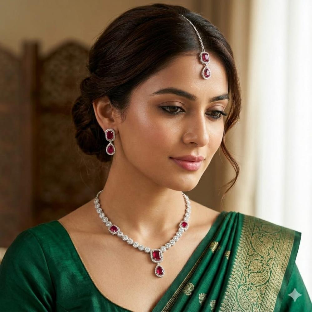 Aamrapali Luxe American Daimond And Austrian Necklace Set
