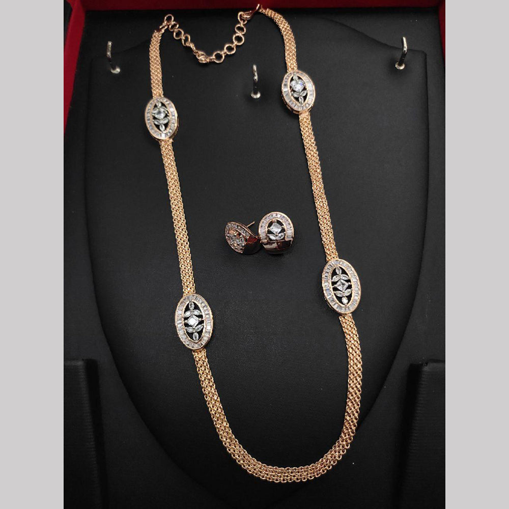 Aamrapali Sparkling American Daimond Long Neckalce Set  