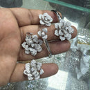 Aamrapali American Diamond Floral Jewellery Combo Set (Bracelet, Pendant, Ring & Earring Studs)