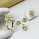 Aamrapali American Diamond Floral Jewellery Combo Set (Bracelet, Pendant, Ring & Earring Studs)