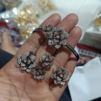 Aamrapali American Diamond Floral Jewellery Combo Set (Bracelet, Pendant, Ring & Earring Studs)