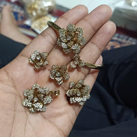 Aamrapali American Diamond Floral Jewellery Combo Set (Bracelet, Pendant, Ring & Earring Studs)