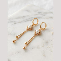 Aamrapali Modern Minimalist Austrian Stone And Pearl Dangler Bali Earrings