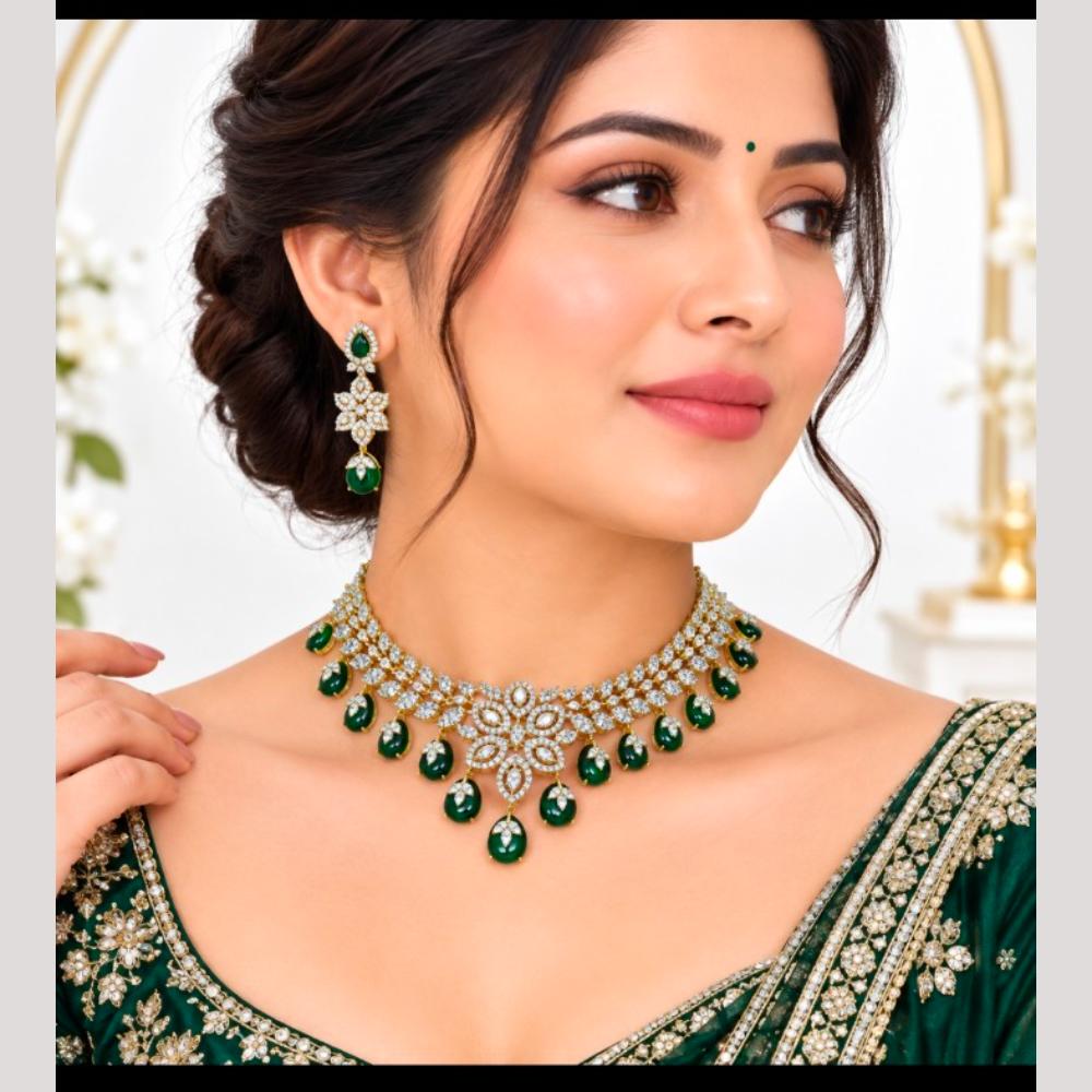 Aamrapali Luxury Designer American Diamond Choker Necklace Set for Women