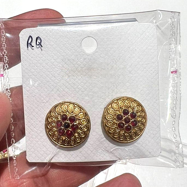 Shrisha Gold Plated Pota Stone  Stud Earrings