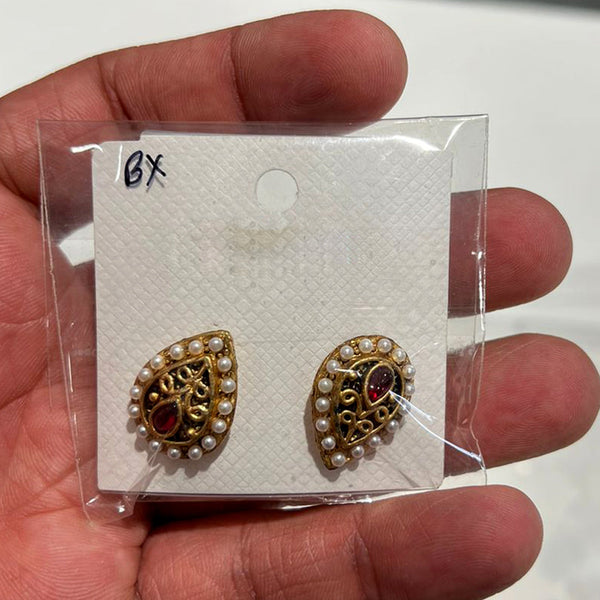 Shrisha Gold Plated Pota Stone Stud Earrings