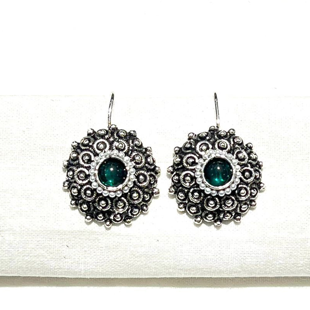 Shrisha Stylish Oxidised Plated Pota Stone Dangler
