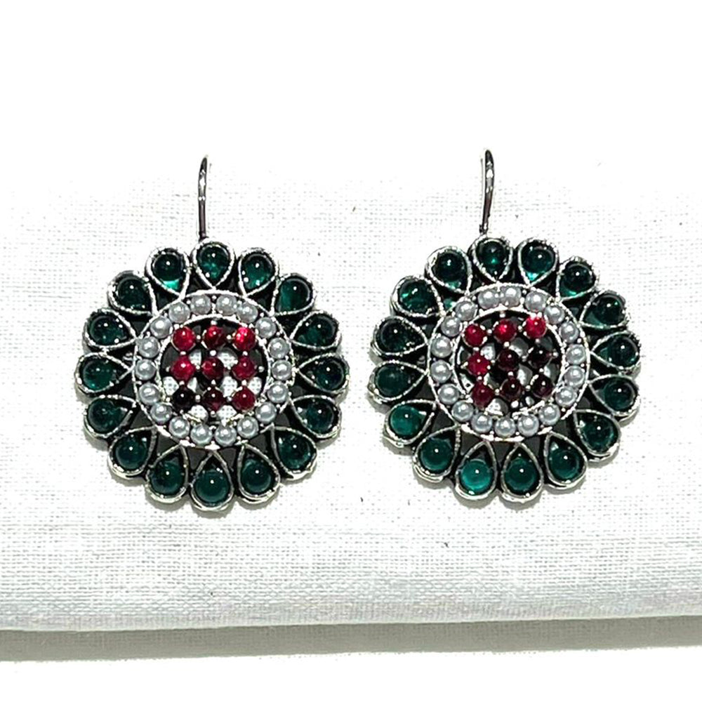Shrisha Stylish Oxidised Plated Pota Stone Dangler