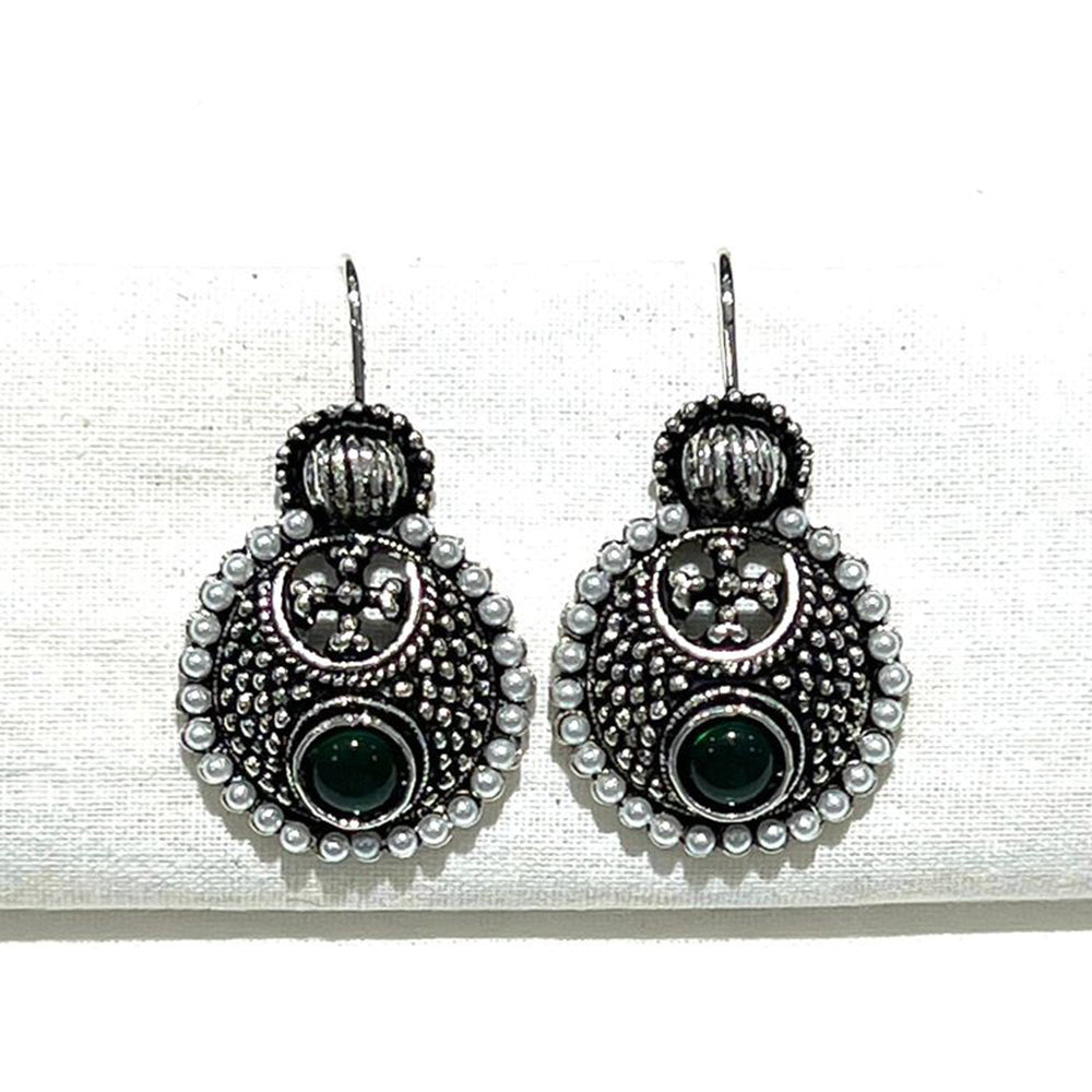 Shrisha Stylish Oxidised Plated Pota Stone Dangler