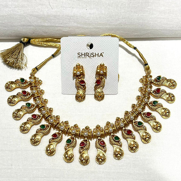 Shrisha Gold Plated Pota Stone Necklace Set