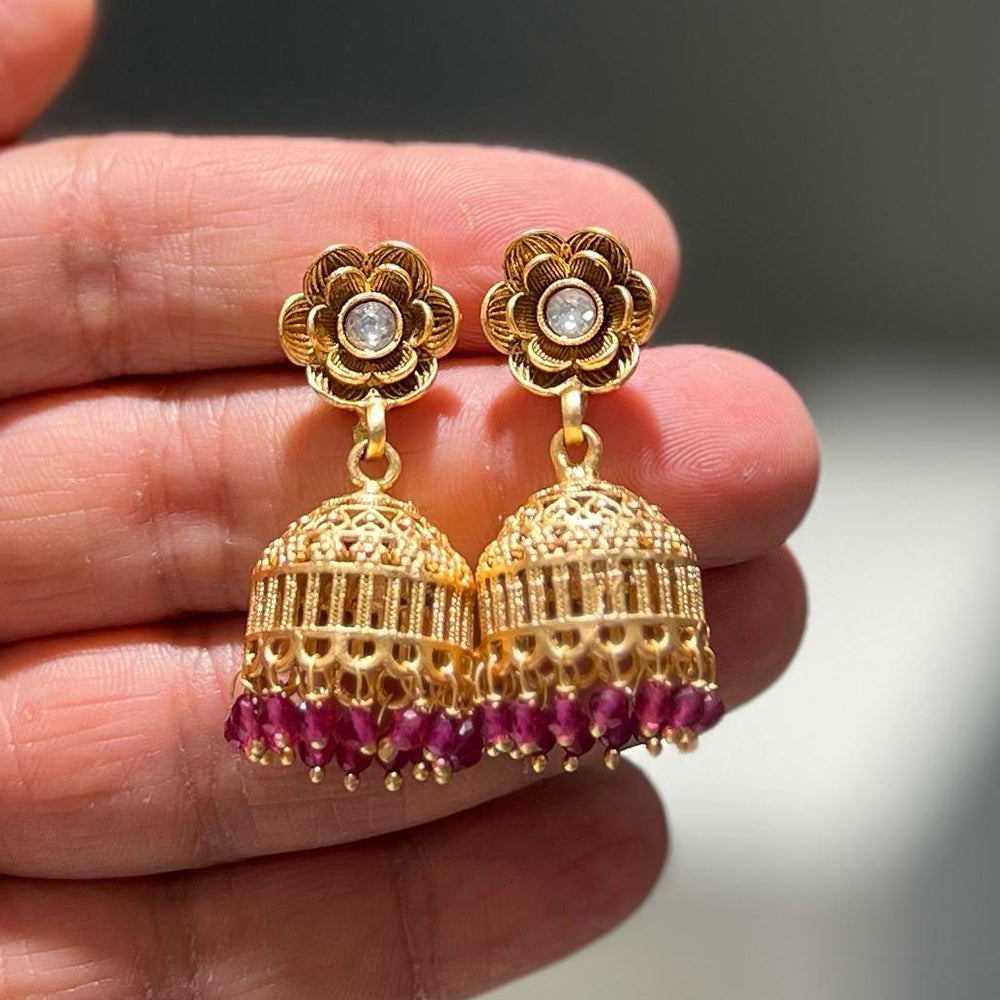 Shrisha Festive Wear Gold Plated Elegance Kundan & Pearl Jhumki Earrings ( Mix Color)