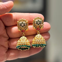 Shrisha Festive Wear Gold Plated Elegance Pota & Pearl Jhumki Earrings  ( Mix Color)