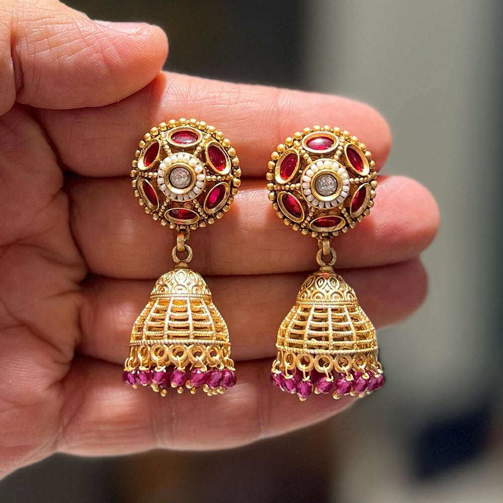Shrisha Festive Wear Gold Plated Elegance Pota & Pearl Jhumki Earrings  ( Mix Color)