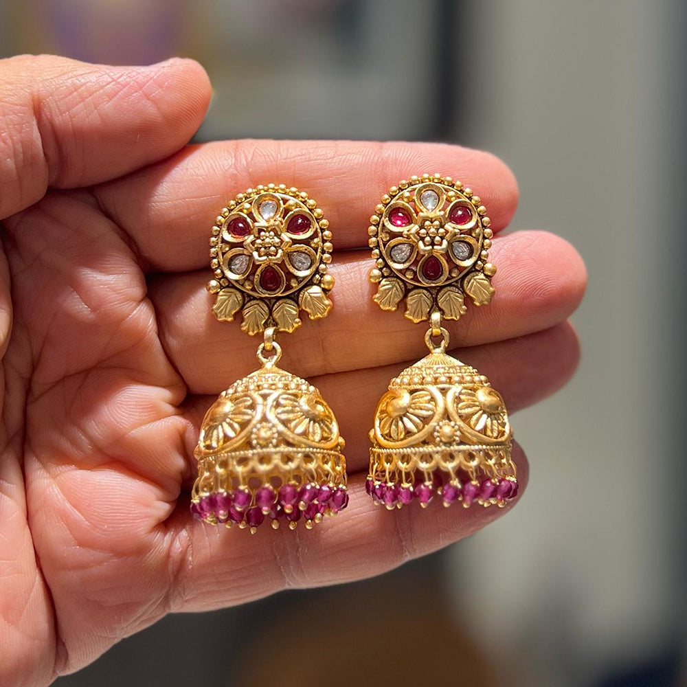 Shrisha Festive Wear Gold Plated Elegance Kundan & Pearl Jhumki Earrings ( Mix Color)