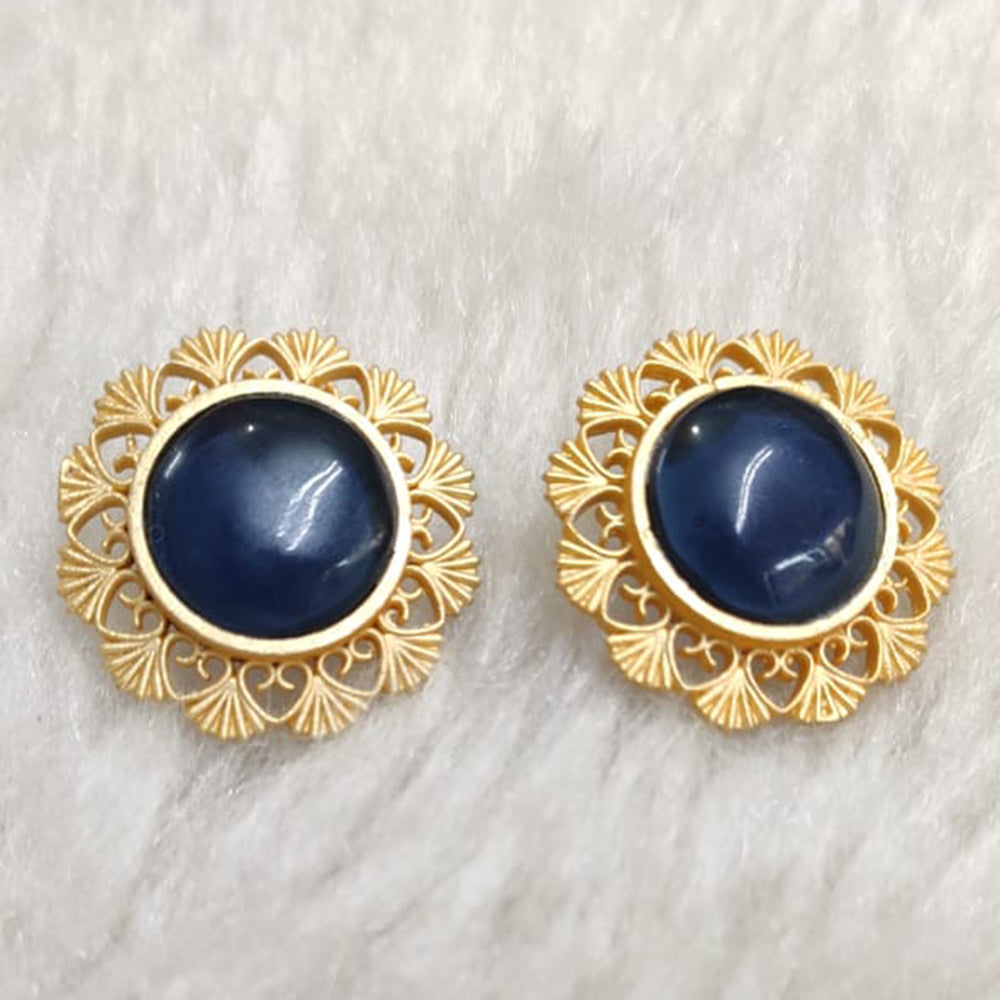 Marudhar Creations Gold Plated Matte Finish Stud Earrings