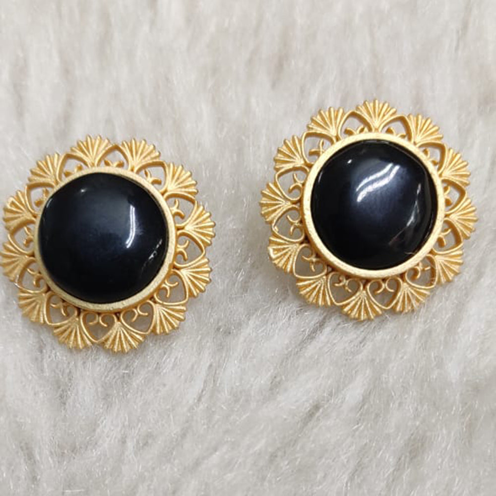 Marudhar Creations Gold Plated Matte Finish Stud Earrings