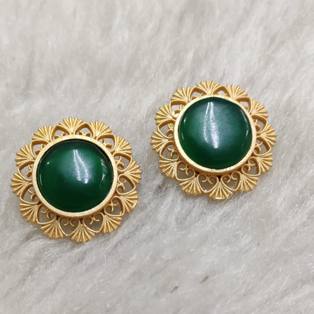 Marudhar Creations Gold Plated Matte Finish Stud Earrings