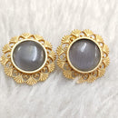 Marudhar Creations Gold Plated Matte Finish Stud Earrings