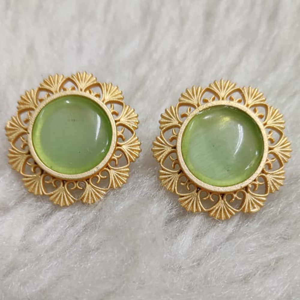 Marudhar Creations Gold Plated Matte Finish Stud Earrings