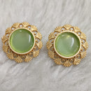 Marudhar Creations Gold Plated Matte Finish Stud Earrings