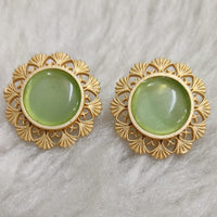 Marudhar Creations Gold Plated Matte Finish Stud Earrings