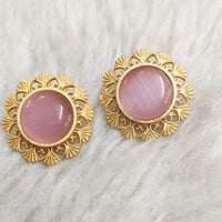 Marudhar Creations Gold Plated Matte Finish Stud Earrings