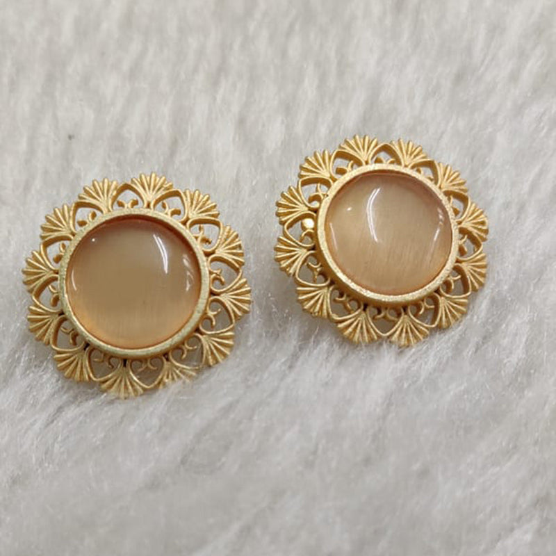 Marudhar Creations Gold Plated Matte Finish Stud Earrings