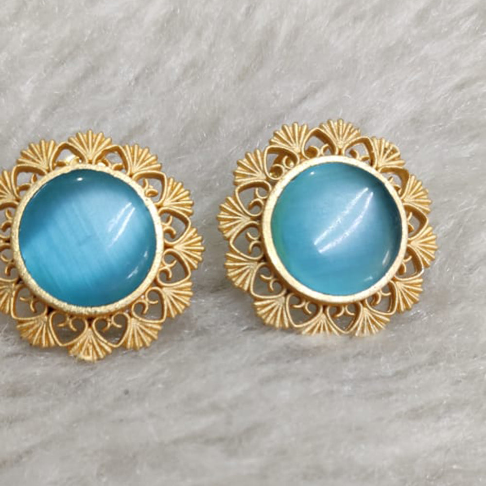 Marudhar Creations Gold Plated Matte Finish Stud Earrings