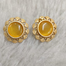 Marudhar Creations Gold Plated Matte Finish Stud Earrings