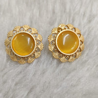 Marudhar Creations Gold Plated Matte Finish Stud Earrings
