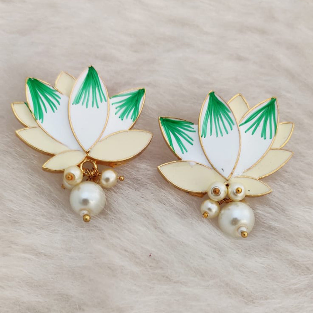 Marudhar Creations Gold Plated Matte Finish Stud Earrings