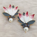 Marudhar Creations Gold Plated Matte Finish Stud Earrings