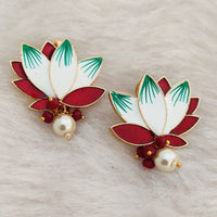 Marudhar Creations Gold Plated Matte Finish Stud Earrings