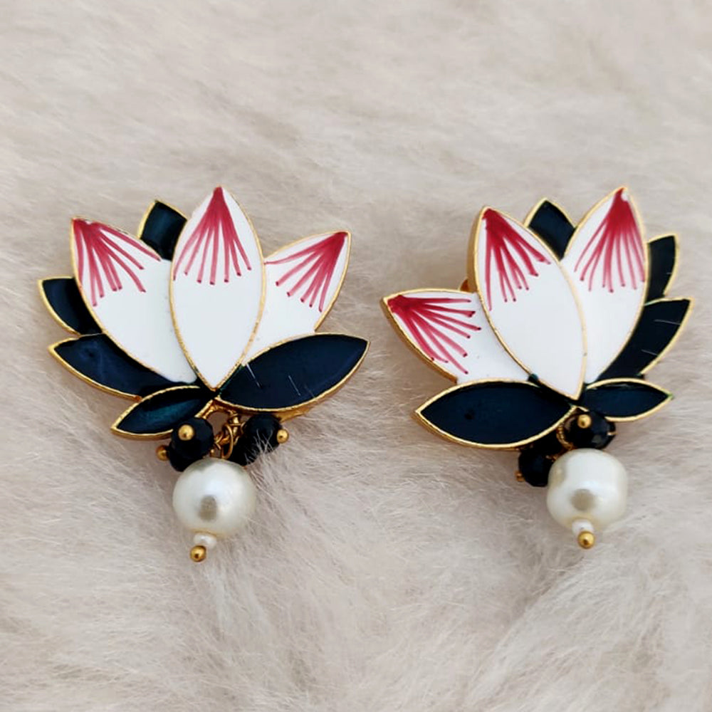 Marudhar Creations Gold Plated Matte Finish Stud Earrings