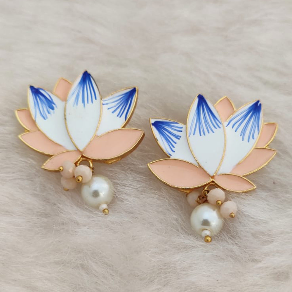 Marudhar Creations Gold Plated Matte Finish Stud Earrings
