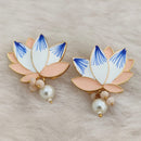Marudhar Creations Gold Plated Matte Finish Stud Earrings
