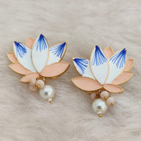 Marudhar Creations Gold Plated Matte Finish Stud Earrings