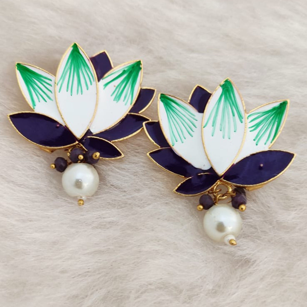 Marudhar Creations Gold Plated Matte Finish Stud Earrings