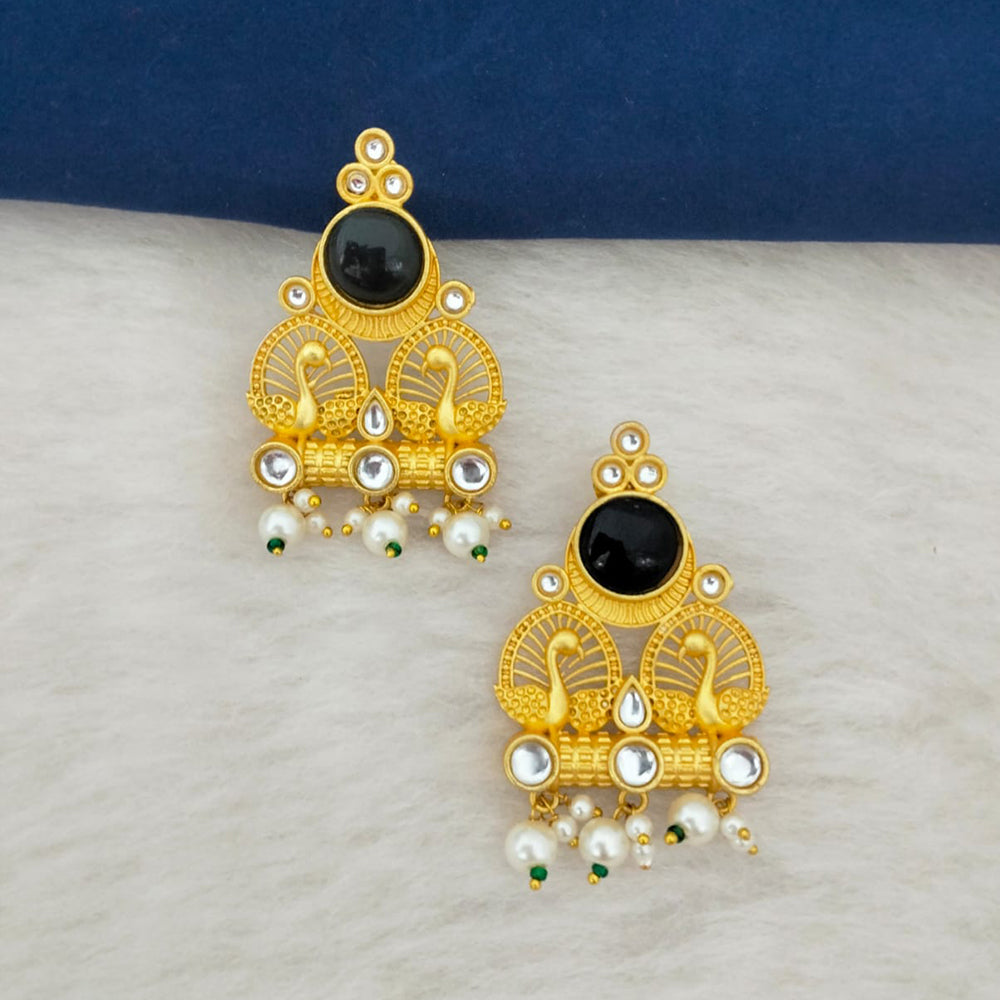 Marudhar Creations Gold Plated Matte Finish Stud Earrings