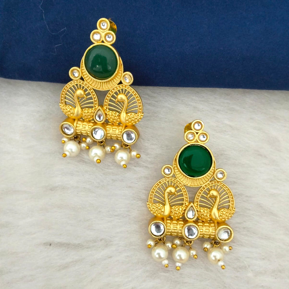 Marudhar Creations Gold Plated Matte Finish Stud Earrings